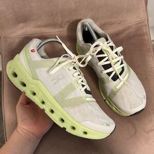 On Cloudgo Womens 9.5 White Meadow Green Athletic Running Shoes Sneakers